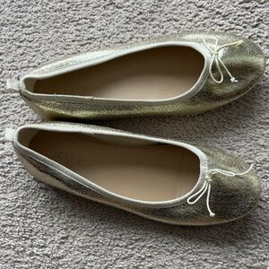 J. Crew Kids Metallic Gold Flats with Bow